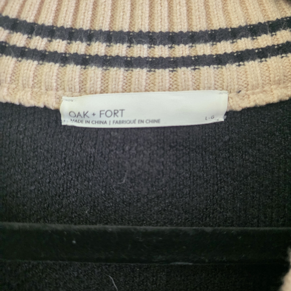 OAK + FORT Black and Tan Cardigan - Picture 2 of 3